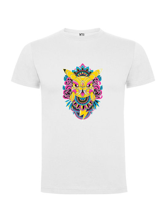 iLovePrints Feline Neon Psyche T-shirt White