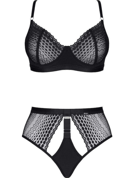 Boss Of Toys Spitzen Unterwäsche-Set für Damen BH mit Slip Black