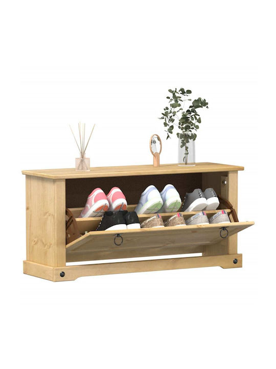 Schuhschrank aus Massivholz 99x32x47cm