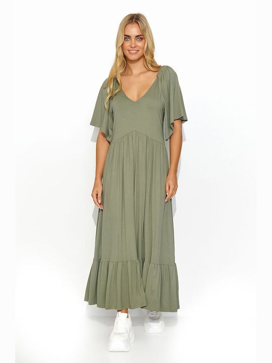 Makadamia Summer Maxi Dress with Ruffle Blue