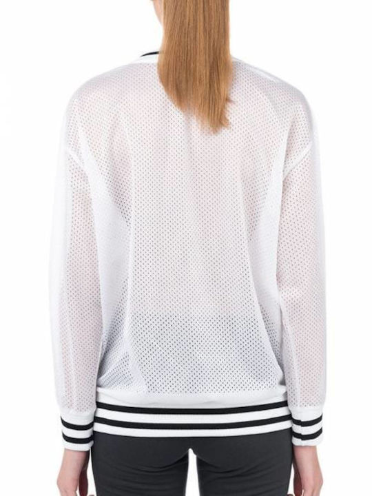 Franklin & Marshall Women's Athletic Blouse Long Sleeve with Sheer White