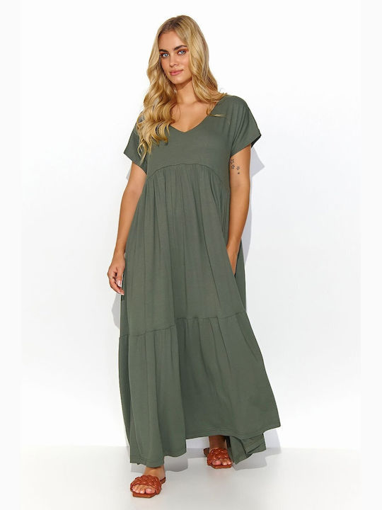 Makadamia Maxi Dress with Ruffle Blue