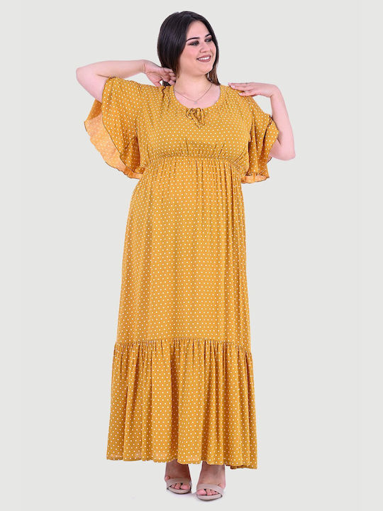 Bubble Chic Maxi Rochie cu Volane Yellow