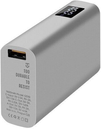 Tactical EDC Brick Power Bank 9600mAh 22.5W with USB-A Port and USB-C Port Silver
