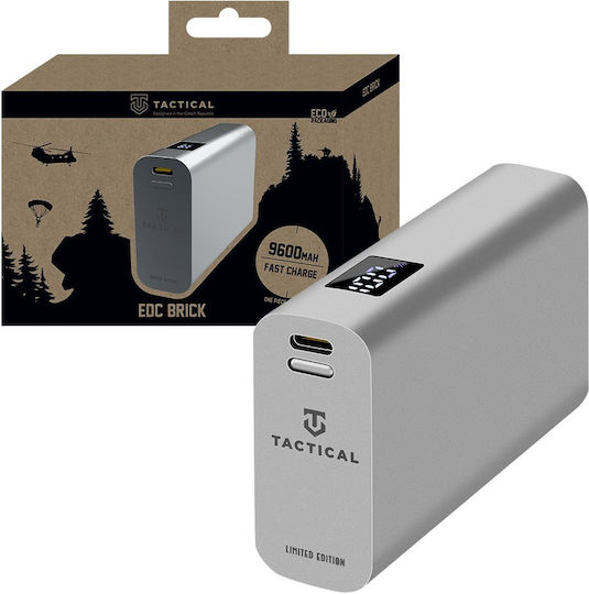 Tactical EDC Brick Power Bank 9600mAh 22.5W with USB-A Port and USB-C Port Silver