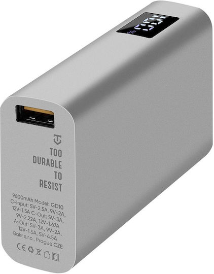 Tactical EDC Brick Power Bank 9600mAh 22.5W with USB-A Port and USB-C Port Silver