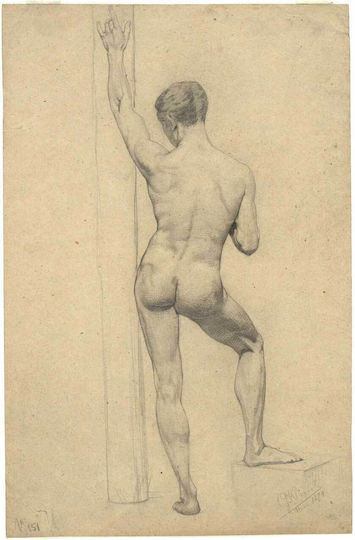 Male Academy Nude Back Painting on Canvas 70x100cm