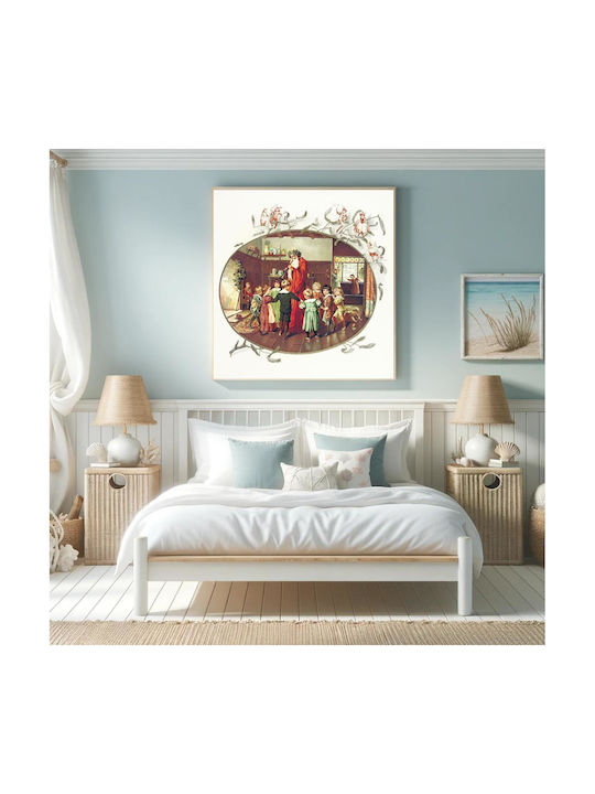 Santa Claus With Children Illustration From The Coming Of Father Christmas (1894) By Eliza F. Manning Painting on Canvas 110x110cm
