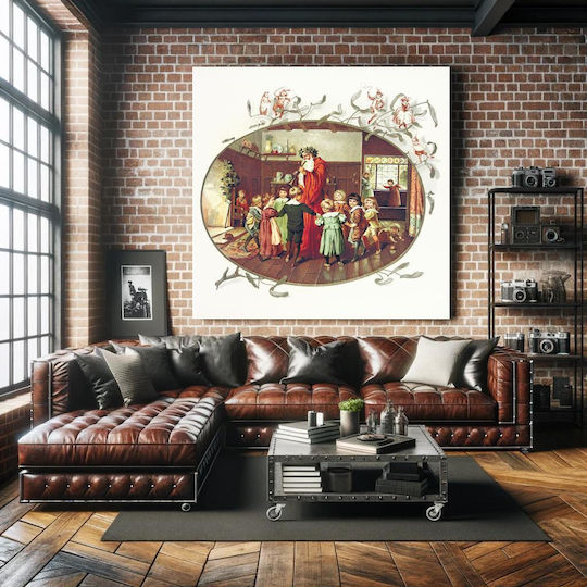 Santa Claus With Children Illustration From The Coming Of Father Christmas (1894) By Eliza F. Manning Painting on Canvas 110x110cm