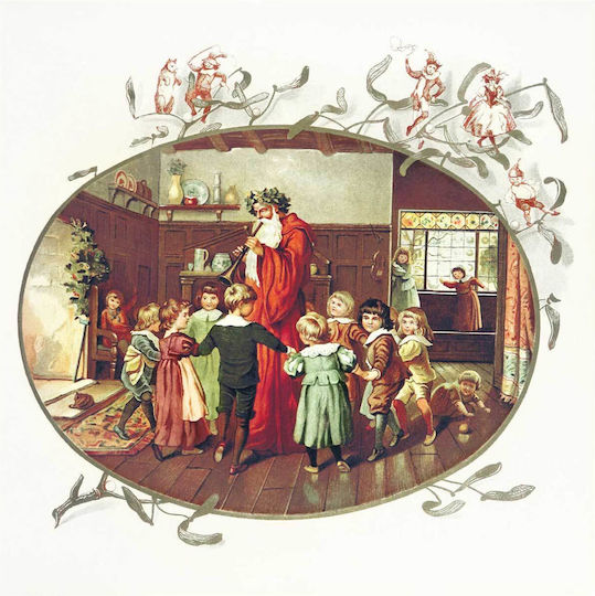 Santa Claus With Children Illustration From The Coming Of Father Christmas (1894) By Eliza F. Manning Painting on Canvas 110x110cm