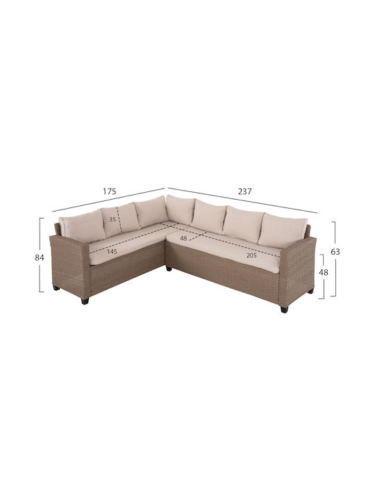 Set Outdoor Lounge Mocha with Pillows Carson 2pcs