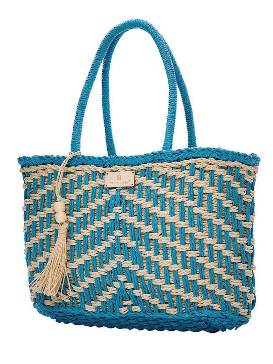 Bag to Bag Stroh Strandtasche Blau