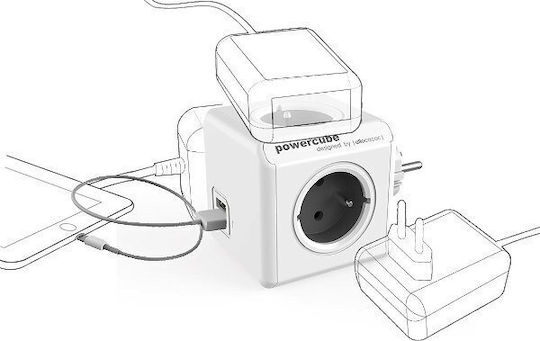 Allocacoc Original PowerCube 4 Позиции с USB-A