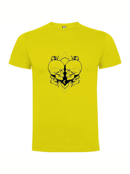 iLovePrints Skulls Divine T-shirt Gelb