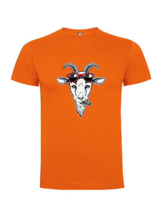 iLovePrints Smokin' Goat Wisdom T-shirt Orange