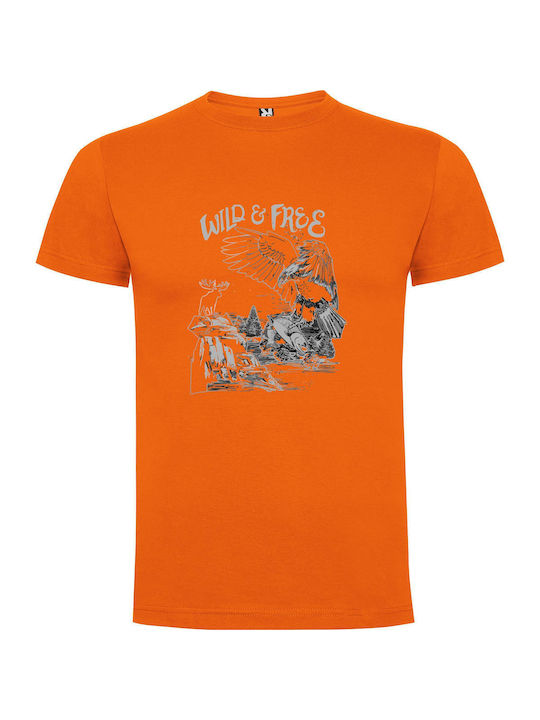 iLovePrints Flight Of The B&w Bird T-shirt Orange