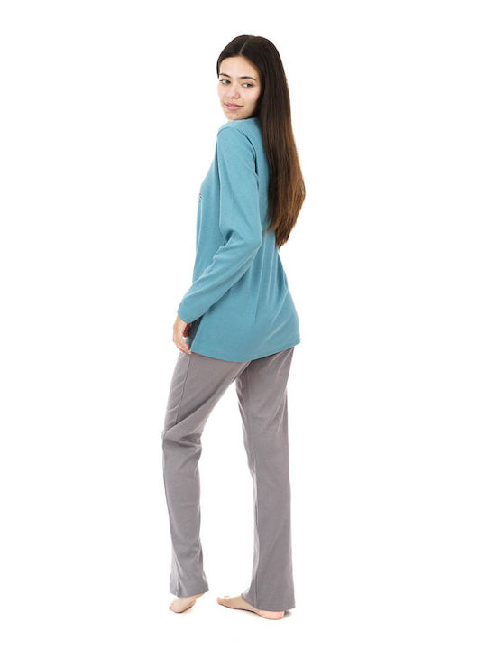 Sara Winter Damen Pyjama-Set Hellblau