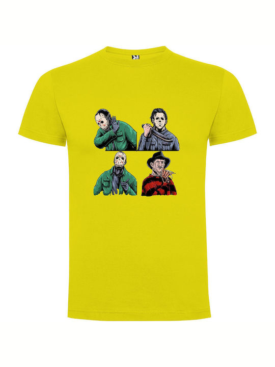 iLovePrints Masked Killer Quartet T-shirt Yellow