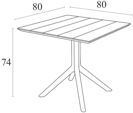 Paris Outdoor Dinner Free Standing Polypropylene Table Taupe 80x80x74cm