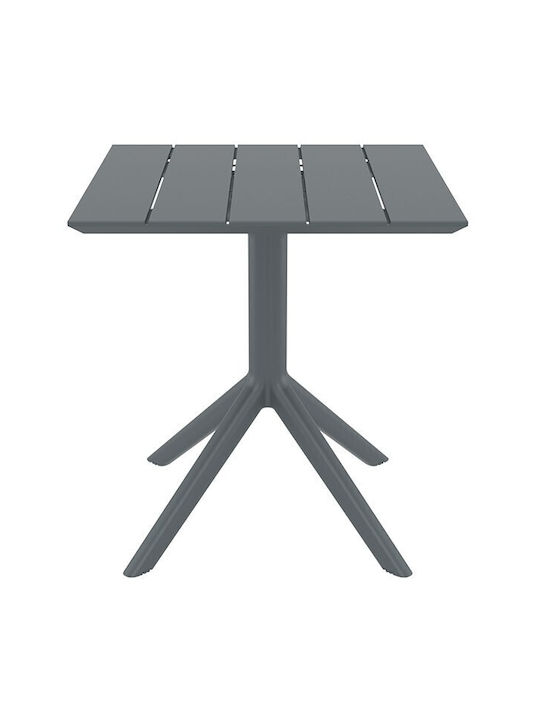 Paris Outdoor Dinner Free Standing Polypropylene Table Dark Grey 70x70x74cm