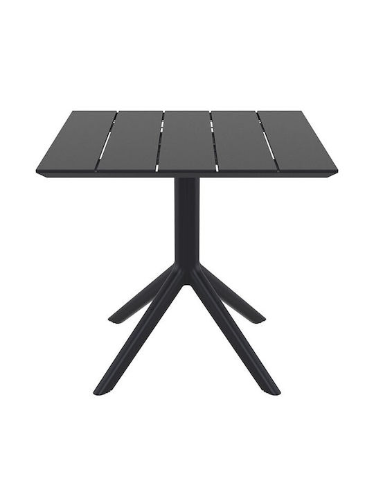 Paris Outdoor Dinner Free Standing Polypropylene Table Black 80x80x74cm