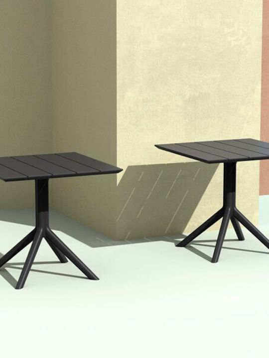 Paris Outdoor Dinner Free Standing Polypropylene Table Black 80x80x74cm