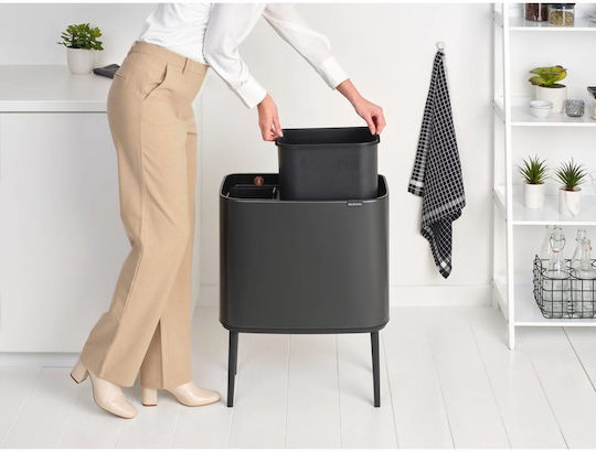 Brabantia Κάδος Bo Touch Ανακύκλωσης Πλαστικός Push Γκρι 34lt