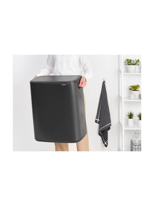 Brabantia Bo Touch Waste Bin Plastic Push Grey 60L