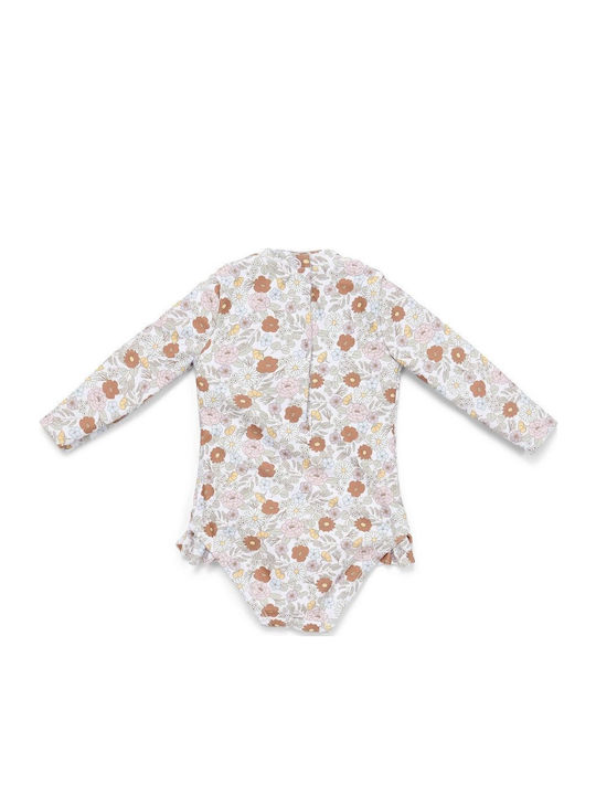 Little Dutch Vintage Little Flowers Παιδικό Μαγιό Ολόσωμο με Μακρύ Μανίκι Μπεζ