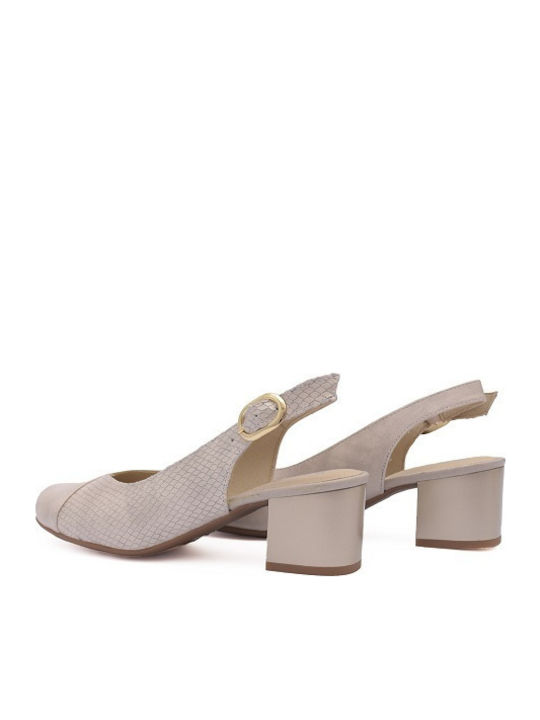 Pumps mit Riemchen & mittelhoher Absatz Ecru