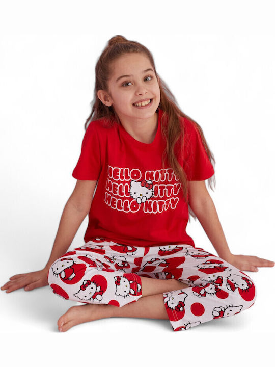 Siyah Inci Kids' Pajamas Summer Cotton red