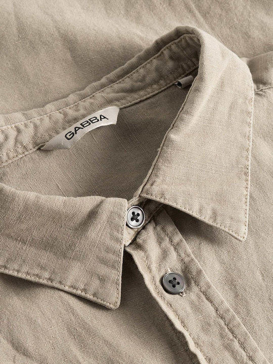 Langärmlig Leinen Hemd Dark Beige