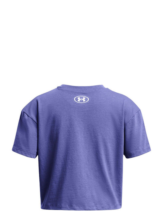 Under Armour Kids Crop Top Short Sleeve Purple Sportstyle Logo