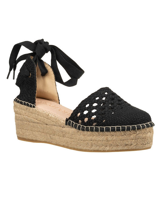 Macarena Women's Leather Platform Espadrilles Black