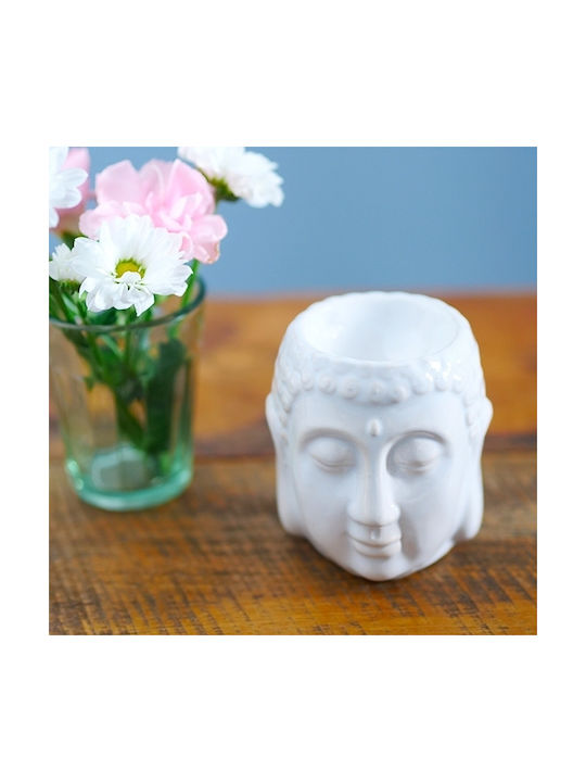 Αρωματιστής Λευκός Σχέδιο Βούδας Oil & Wax Burner Buddha 8,5cm