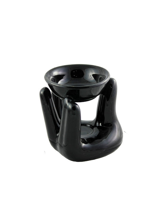 Aromatischer Keramik-Duftöllampe Offene Hände Schwarz 10cm