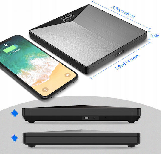 Zenwire External DVD/CD Recorder for Desktop / Laptop Black
