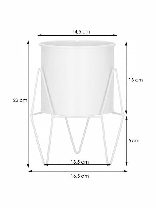 Springos Κασπώ Μεταλλικό Λευκό με Βάση 16.5x16.5x22εκ.