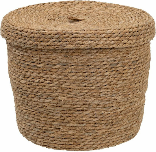 BigBuy Set dekorative Körbe mit Deckel & Griffen Beige 28x28x36cm 3Stück