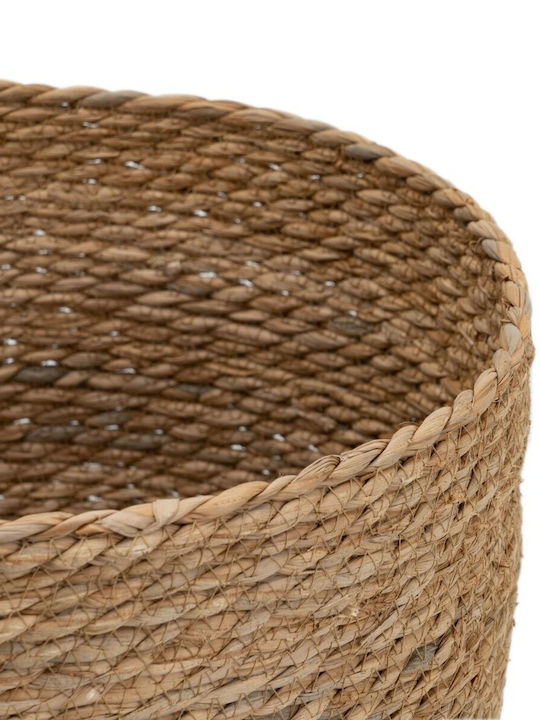 BigBuy Set of Decorative Baskets Straw with Lid & Handles Beige 28x28x36cm 3pcs