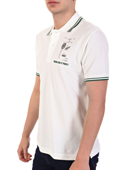 Lacoste Bluza Bărbătească cu Mânecă Scurtă Polo Sub-white-green