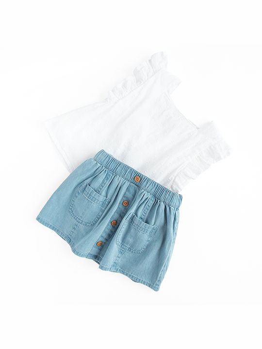 Cool Club Kids Set with Skirt Summer 2pcs White