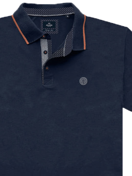 Double Men's Short Sleeve Blouse Polo Navy