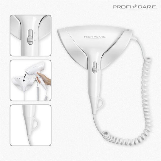 ProfiCare White Hotel Hair Dryer 1.8kW with Spiral Cable up to 10cm