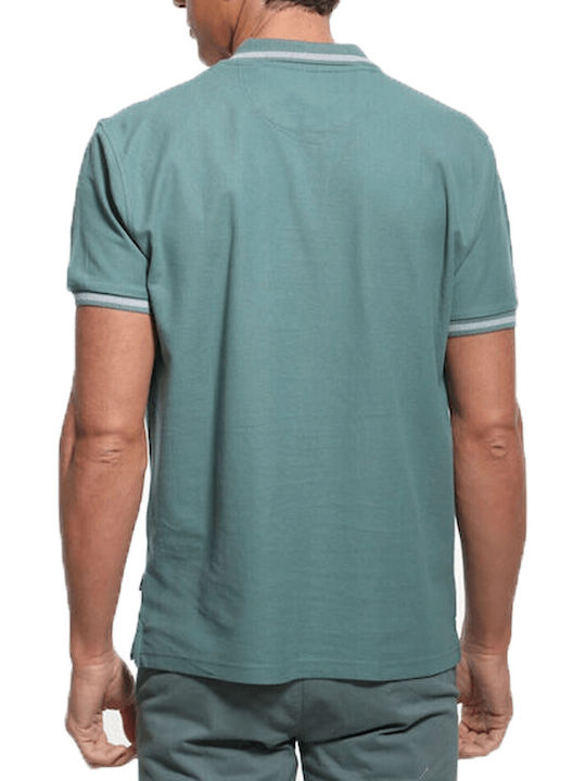 Double Men's Short Sleeve Blouse Polo Teal