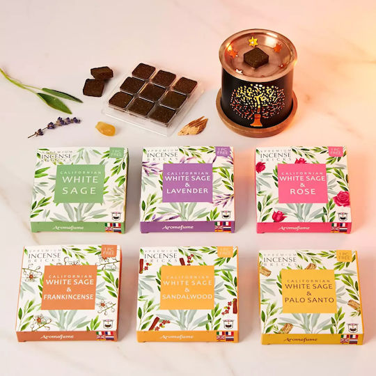 Gift Set Smudge White Sage Καυστήρας Θυμιαμάτων Tree Life + 12 Κύβοι Θυμιάματος