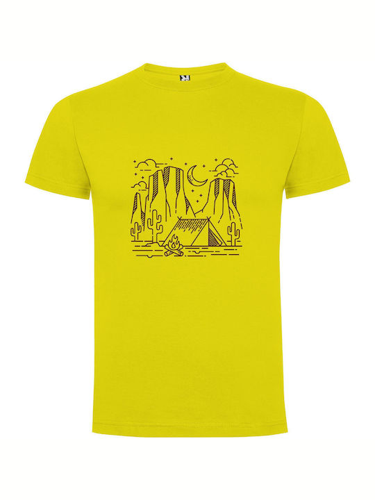 iLovePrints Desert Tent Sketch T-shirt Κίτρινο