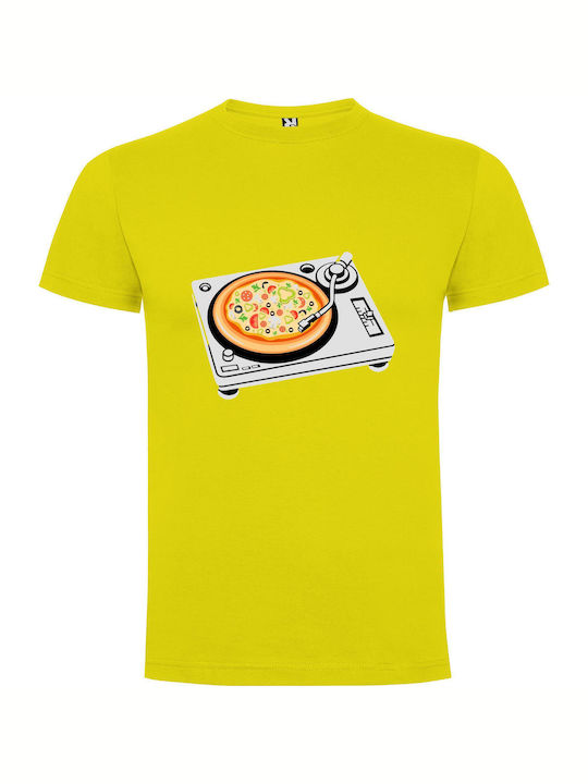 iLovePrints Pizza Beats Cosmos T-shirt Gelb