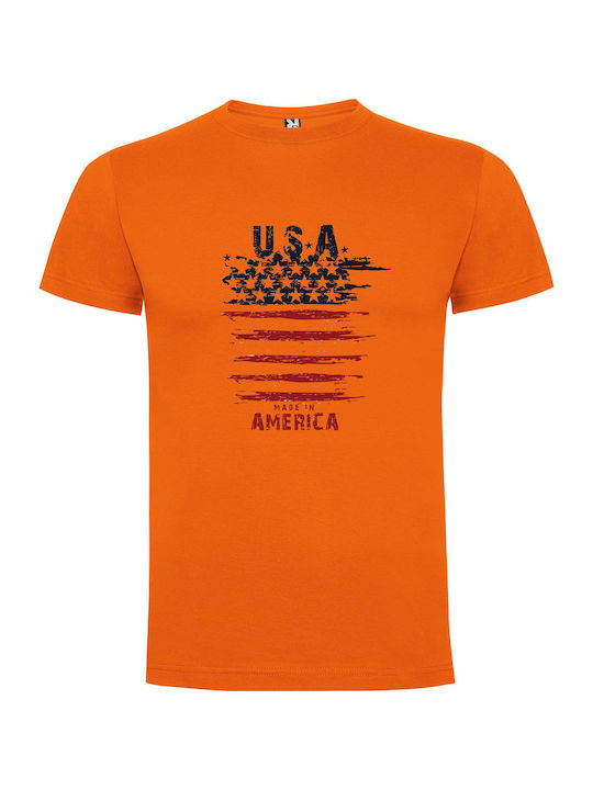 iLovePrints Usa Pride Flag T-shirt Orange