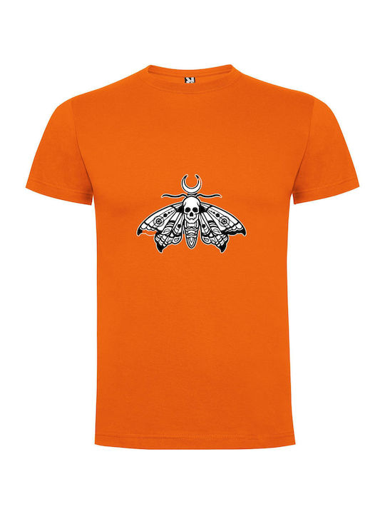 iLovePrints Dark Moth Crown T-shirt Orange